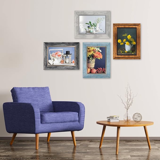 XUANLUO 5x7 Picture Frames Set of 4 Rustic Retro Photo Frame - Image 6