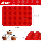 Sakolla 2 Pack Silicone Muffin Pan, Nonsticks 24 Cups Mini Cupcake Pans - Image 3