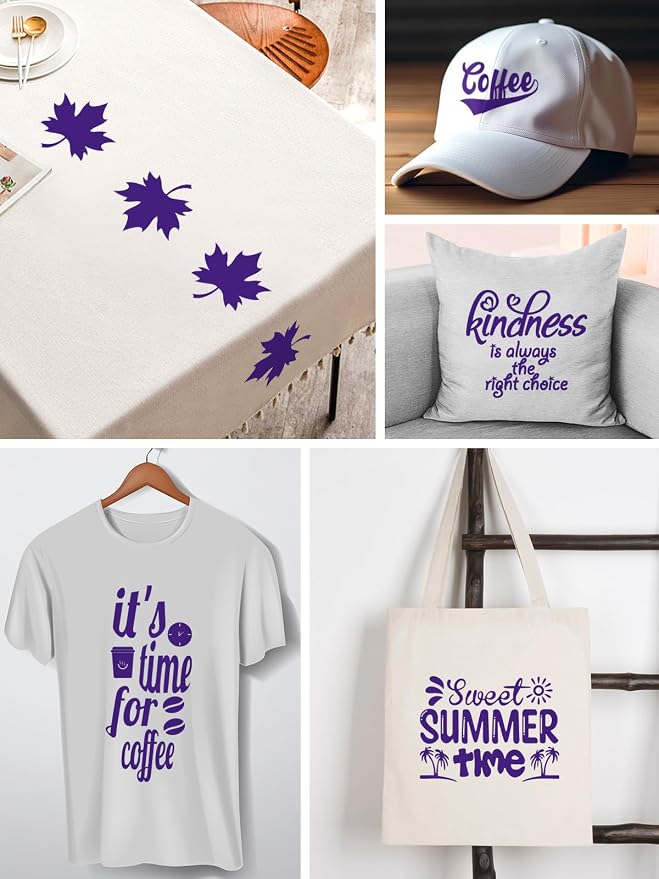HTV Purple Heat Transfer Vinyl Bundle : 12" x 10" 16 Pack Heat Transfer Vinyl - Image 2