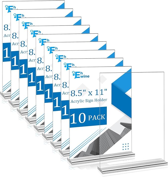 EHWINE 10 Pack 8.5 x 11 Acrylic Sign Holder, Hotels and Events by EHWINE