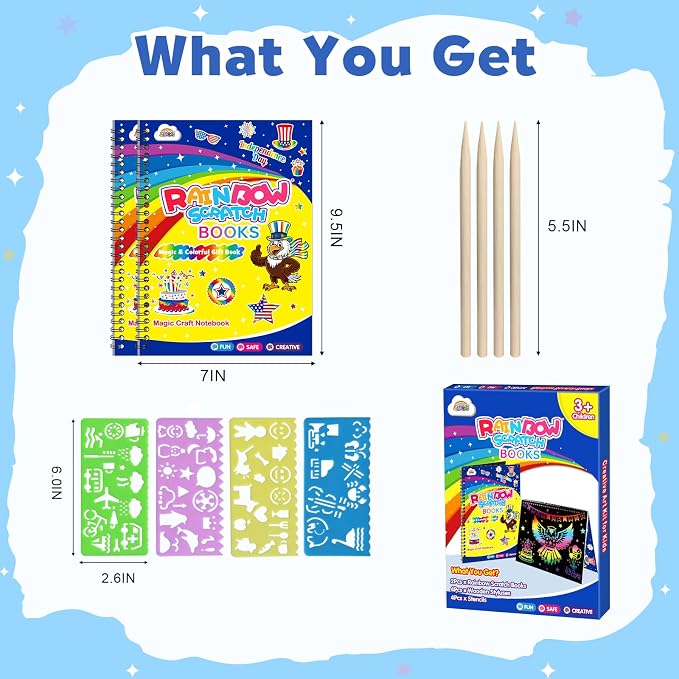 ZMLM Scratch Paper Art-Crafts Gift: 2 Pack Rainbow Notebooks Supplies - Image 7