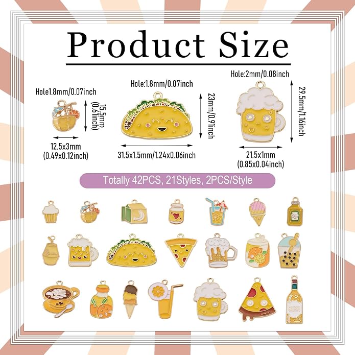 Enamel Food Charms Cute Assorted Food Pendants Sweet Dessert Charms - Image 2