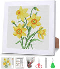 Daffodil Cross Stitch Kits for Beginners, Flowers Stamped Cross Stitch for by VIGEGU