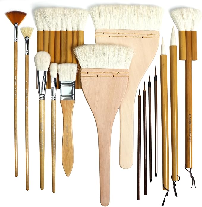 GACDR Pottery Brushes for Glazing, Wool Bamboon Hake for Pottery, Watercolor by GACDR