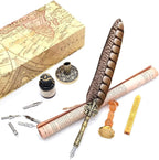 Antique Quill Pen Unique Half-Patterned Feather Pen Set - Image 6