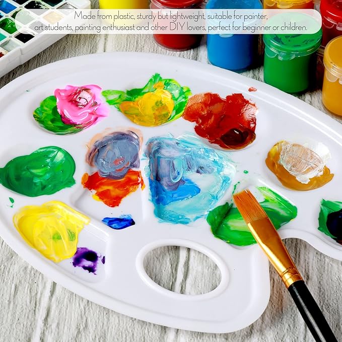 FANDAMEI 20 PCS Oval Paint Tray Palettes, Plastic Paint Tray Palette, Paint - Image 5