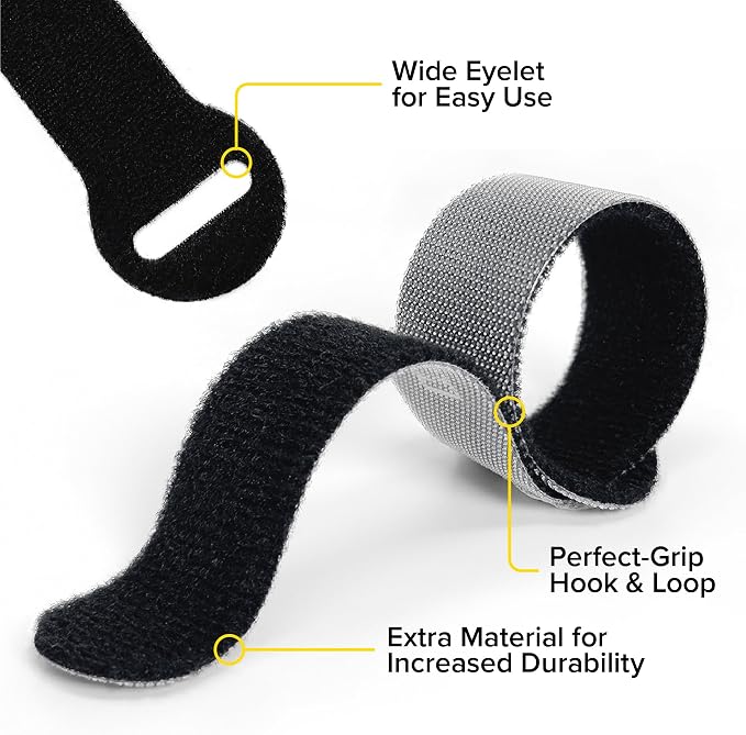 Self-Gripping Cable Ties by Wrap-It Storage, 40 Pack – Reusable Hook and Loop - Image 6