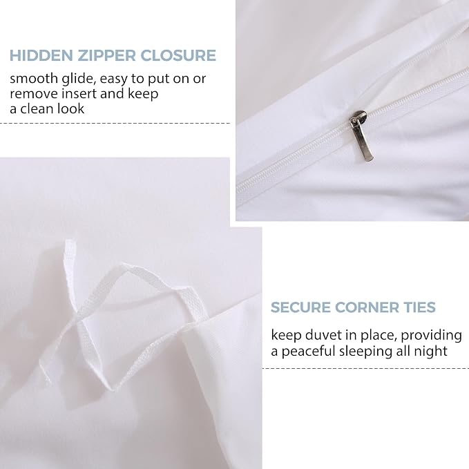 JSD White Duvet Cover Set King Size, 3 Piece Duvet Cover - Image 3