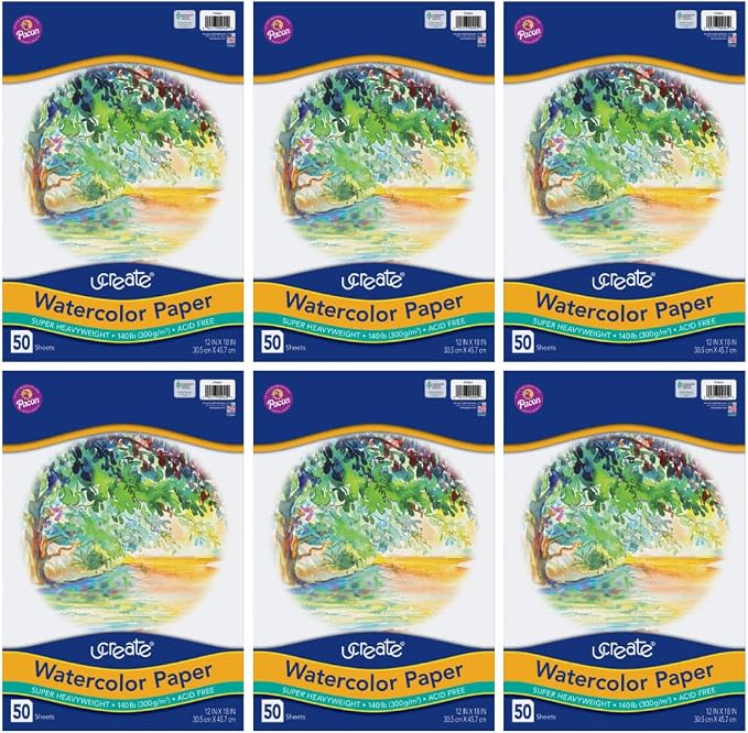 UCREATE 140 lb. Watercolor Paper, 50 Sheets/Pack, 6 Packs | Super Heavyweight by CreativityStreet%C2%AE