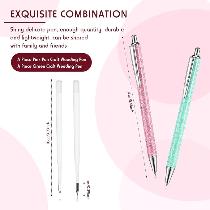 Epakh 2 Pieces Weeding Pen Vinyl Pen Pin Weeding Tool Fine Point Glitter Metal - Image 2