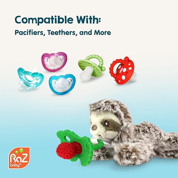 RaZbaby Cow RaZbuddy w/RaZberry Teething Relief Pacifier – Soothes Sore Gums w/Nature-Inspired Texture, 100% BPA-Free Silicone Teether, Detachable Stuffed Animal – 3 Months+ Teether, Grey