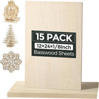 15 Pack Basswood Sheets, Smooth Surface, Uniform Thickness, No Burrs, No Warping by 3MMBasswoodForLaserCutting