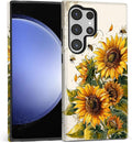 for Samsung Galaxy S24 Ultra Case, Sunflowers Bees Pattern Glossy 2 in 1 by Teonvpu