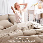 CozyLux Queen Comforter Set Wheat, 7 Pieces Bed in a Bag, Wheat Comforters - Image 4