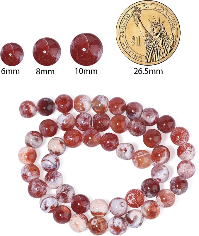 45pcs Round Loose Polish Fire Agate Beads - Image 2