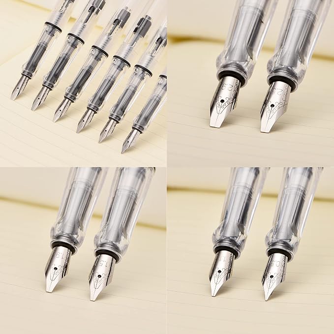 Lanxivi Yongsheng Calligraphy Fountain Pen Set Transparent Clear, 6 Assorted - Image 3