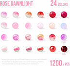 1200PCS 6mm Pink Glass Beads for Bracelets, 24 Colors Red and Pink Series - Image 2
