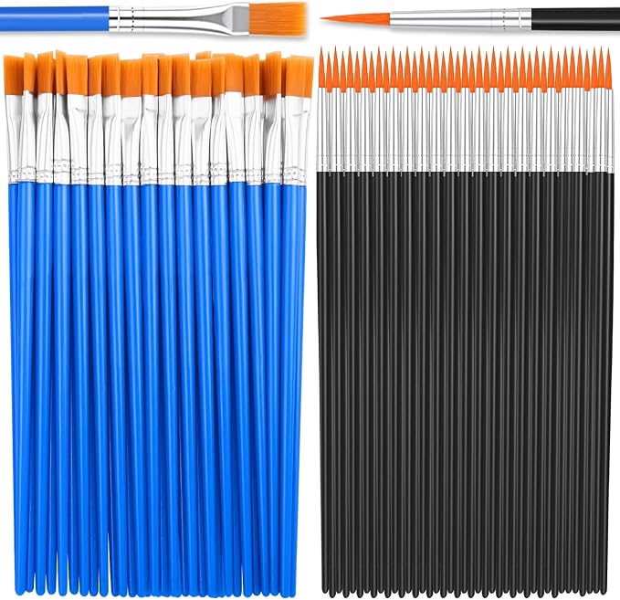 70Pcs Paint Brushes Small, Flat and Round Tip Paint Brushes by anezus