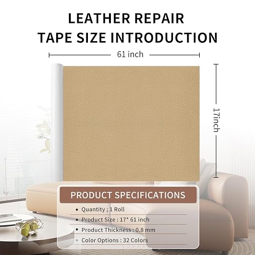 Leather Repair Patch Tape, Car Seat, Vinyl Leather Repair Kit - Image 2