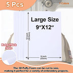 JIYUANCH- 5PCS Embroidery Puffy Foam 9″x12″ Large Size 3MM Creating 3D - Image 2