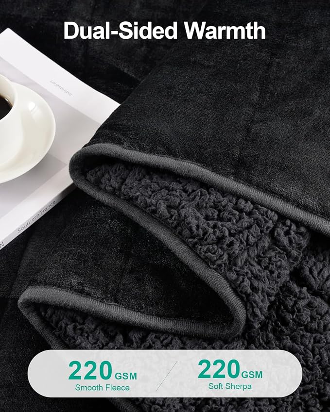 Super Fuzzy Soft Sherpa Fleece Weighted Blanket, 12 lbs Dual Sided Fluffy Heavy - Image 3