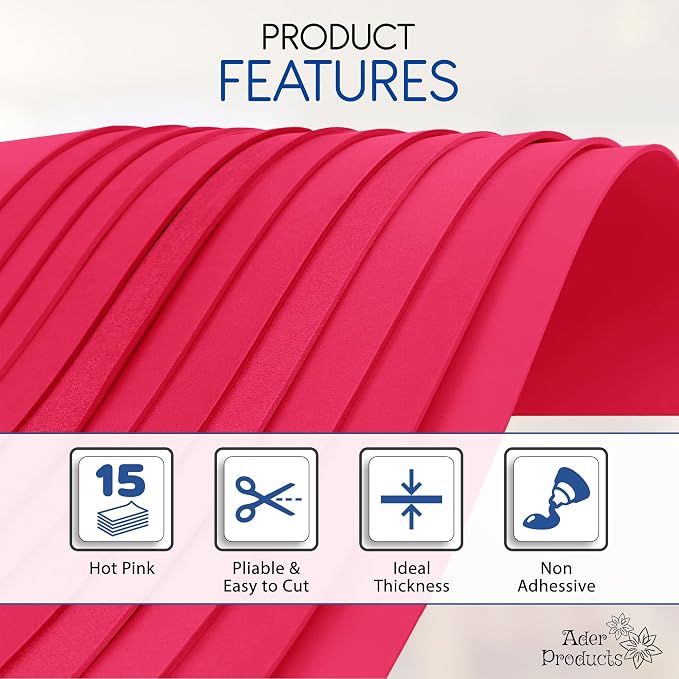 Hot Pink EVA Foam Sheets for Crafts, 9 x 12 Inch, 2mm Thickness, 15 Pack – - Image 4