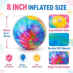 Realspring 12 Pack 8 Inch Tie Dye Beach Balls Bulk Rainbow Themed Pool Toys - Image 2