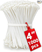 1000pcs Small White Zip Ties 4 Inch, Mini Cable Ties Tiny Zipties 4 In Micro by ProfessionalinZipTies
