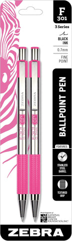 Zebra Pen F-301 Ballpoint Black Ink Fine Point 0.7mm Pen, Easy-Glide Ink by ZebraPen