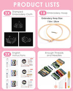 TINDTOP 3 Sets Embroidery Kit for Adults, Frog Embroidery Practice Kit | for - Image 2