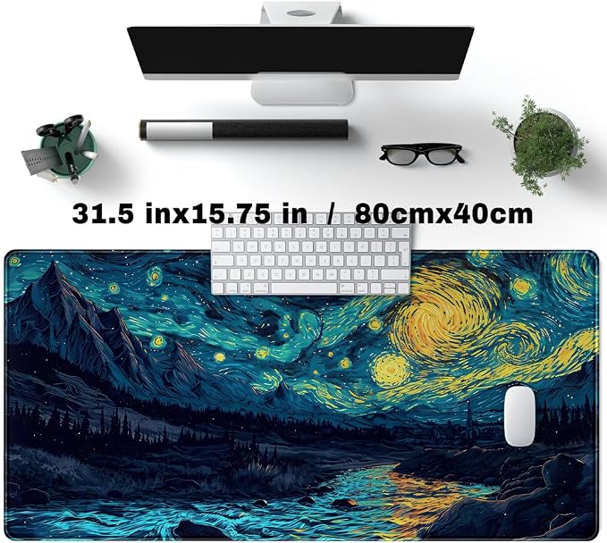 Misty Forest Desk Pad Mat Vincent Van Gogh XL Mouse Pad Gaming Playmat Large - Image 2