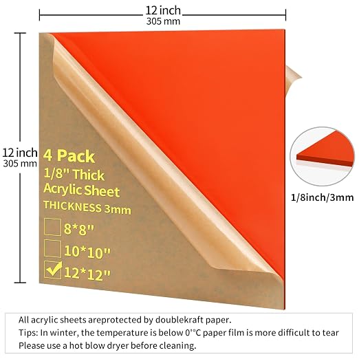 1/8 Thick 10 x 10 inch Acrylic Sheets - Image 2