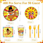 Pickmesh 400 Pcs Turkey Thanksgiving Party Supplies Include Disposable Paper - Image 3