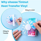 Tintnut Multicolor Watercolor Heat Transfer Vinyl, PU HTV sheets, easy cut & - Image 3