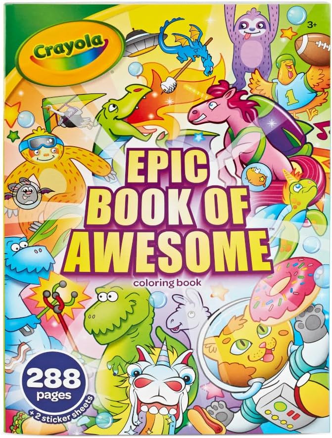 Crayola Epic Book of Awesome Coloring Book, Animal Coloring Pages, Glitter by Crayola