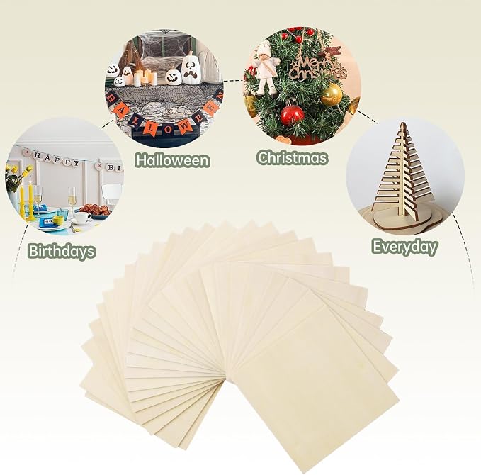 24 Pack Plywood Sheets, Unfinished Wood Boards Blanks - Image 6