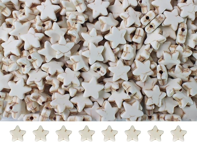 Turquoise Star Beads Bulk for Jewelry Making 300pcs 8 * 12mm White Natural by PAMIRTONG