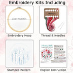 Nuberlic Embroidery Kit for Beginners -Floral Easy Embroidery Kits for Adults - Image 6