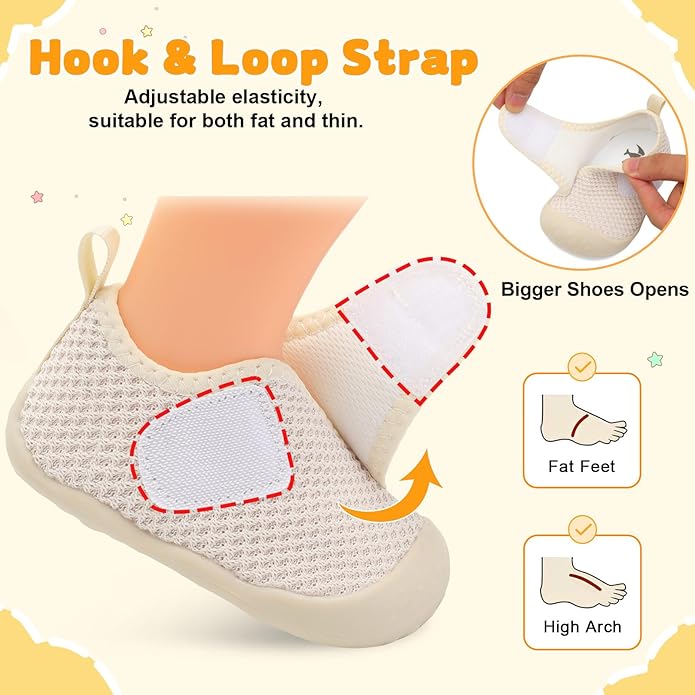FEETCITY Baby First Walking Shoes Wide Baby Shoes Infant Sneakers Newborn Crib Shoe Barefoot Lightweight Slip On Shoe