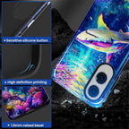 for Samsung Galaxy S25 Edge Case, Colorful Ocean Sharks Pattern Glossy 2 in 1 - Image 4