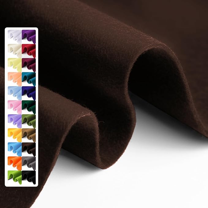 Brown Soft Felt Fabric Sheet 36" x 36", 1.6mm Thick, Premium Craft Felt by Grainear