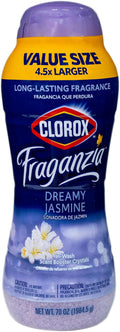Clorox Fraganzia Laundry Scent Booster Crystals in Dreamy Jasmine Scent - Scented In-Wash Freshener Beads for Fresh, Clean, Great Smelling Clothes and Linens, 70 Oz