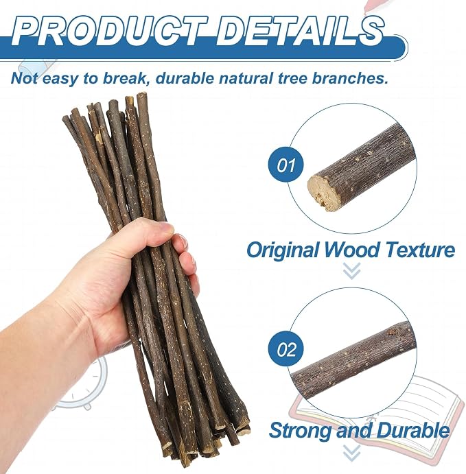 PATIKIL 25 Pcs 12inch Wood Log Sticks, 0.2-0.24inch in Diameter Natural - Image 3