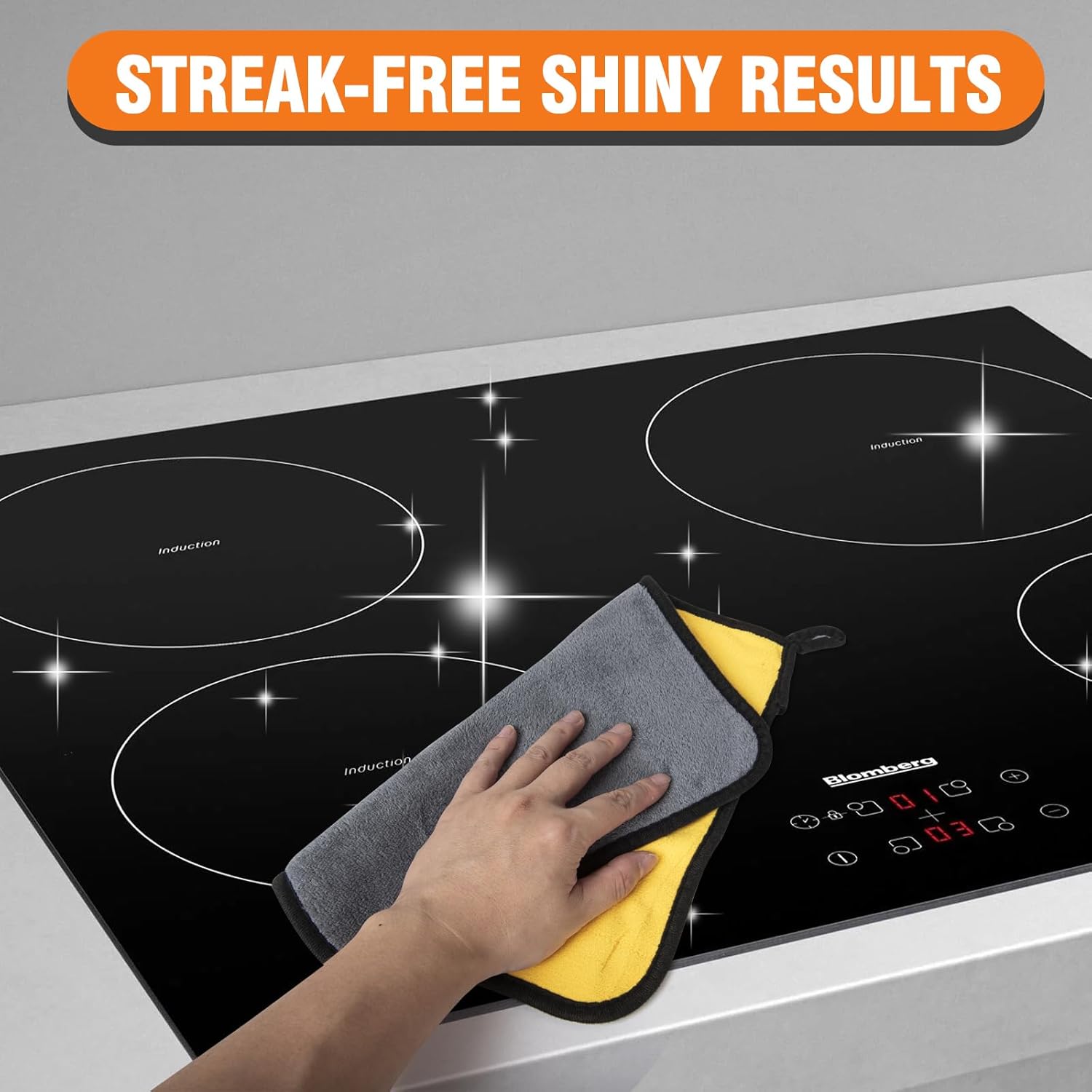 Glass Stove Top Cleaner Kit, 12 Oz Glass Cooktop Cleaner Non-Abrasive, Stove Oven Cleaner & Polish For Ceramic, Electric, Induction, Flat Top Stovetop, Gas - With Scrubbing Pad, Scraper, Cloth