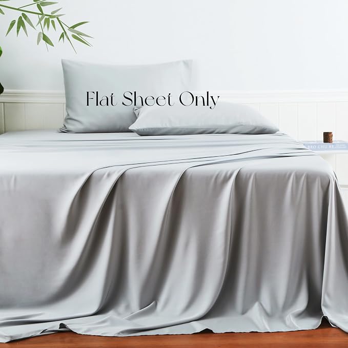 Bamboo Viscose Flat Sheets Only, 400 Thread Count Sateen Weave Queen Size Flat - Image 2