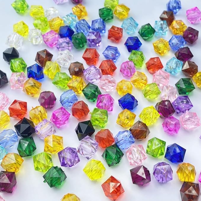 100pcs 12mm Acrylic Cube Faceted Beads Colorful Square Plastic Spacer Beads - Image 4