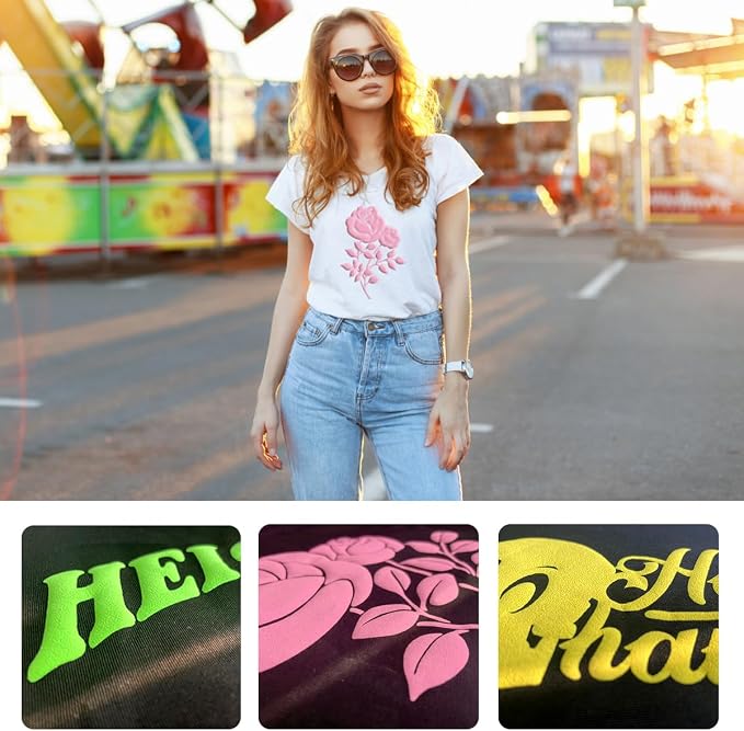 Pink Color Puff Vinyl Heat Transfer 12"x10"-3 Sheets | Iron on Puff Vinyl Heat - Image 4