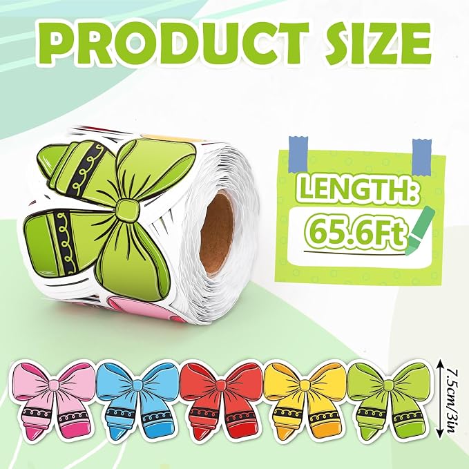 FYSUIMU 65.6 Ft Crayon Bow Bulletin Board Border Colorful Crayon Coquette - Image 2