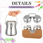 2 Pcs Paint Brush Cleaner Set Stainless Steel Double Dipper Palette Cup Paint - Image 3