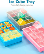 Silicone Ice Cube Trays for Freezer Set of 2- Square Ice Cubes Mold-Easy - Image 2